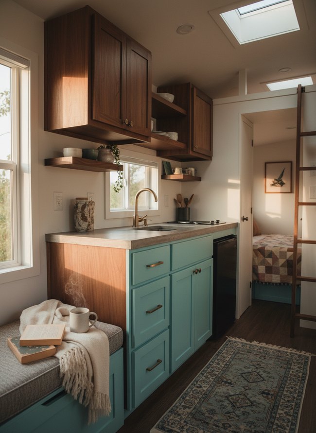 Aqua Walnut Small Galley