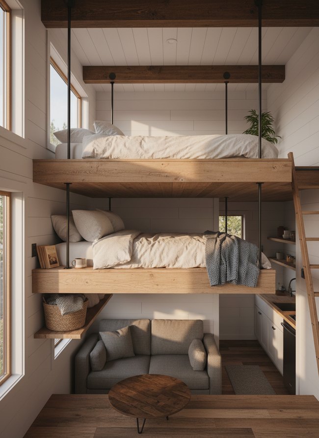 Floating Shelf Loft Bedroom