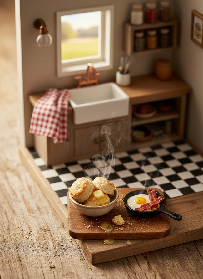 Checkered Floor Tiny Kitchen