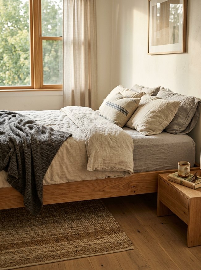 Floating Wood Bed Frame