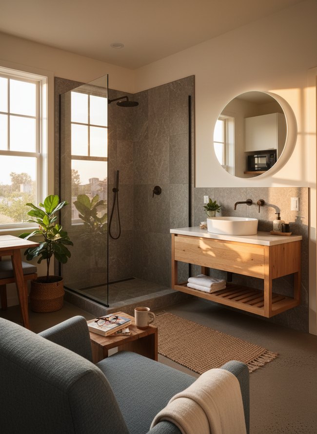 Compact Corner Shower ADU