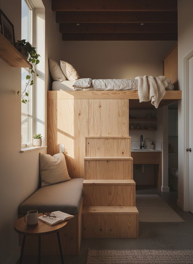 Minimalist Staircase Loft Bed
