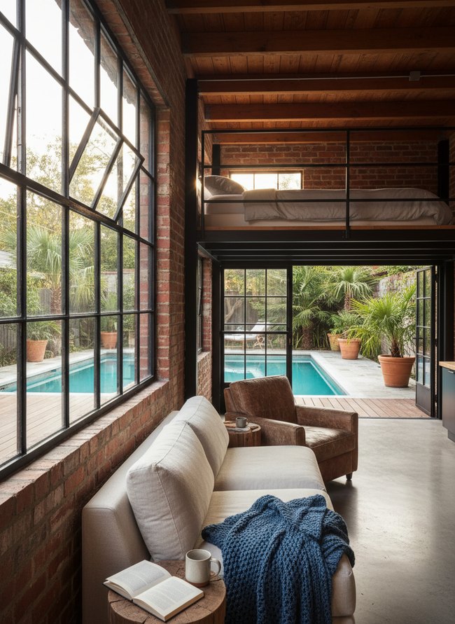 Industrial Loft Style Poolhouse