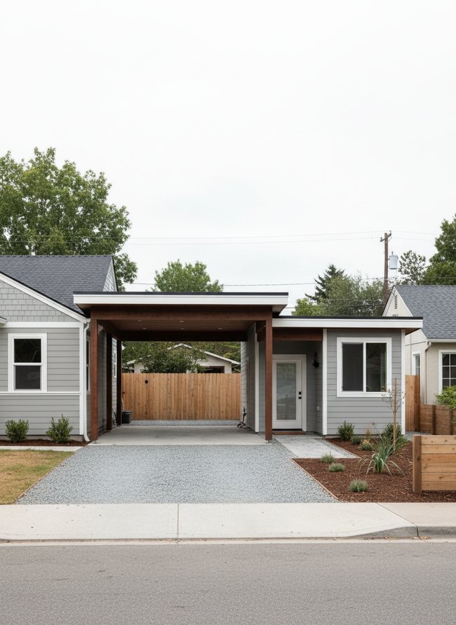Transitional Attached Carport Unit
