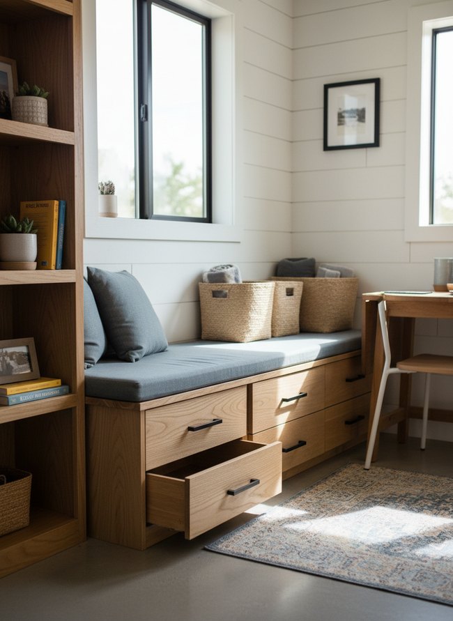 Integrated Bench Storage