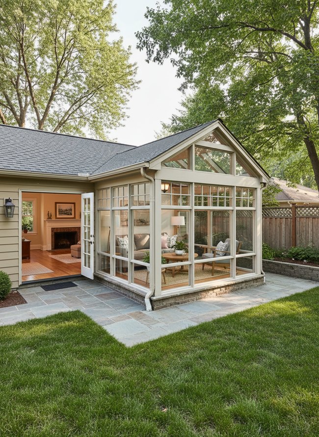 Connected Attached Sunroom Living