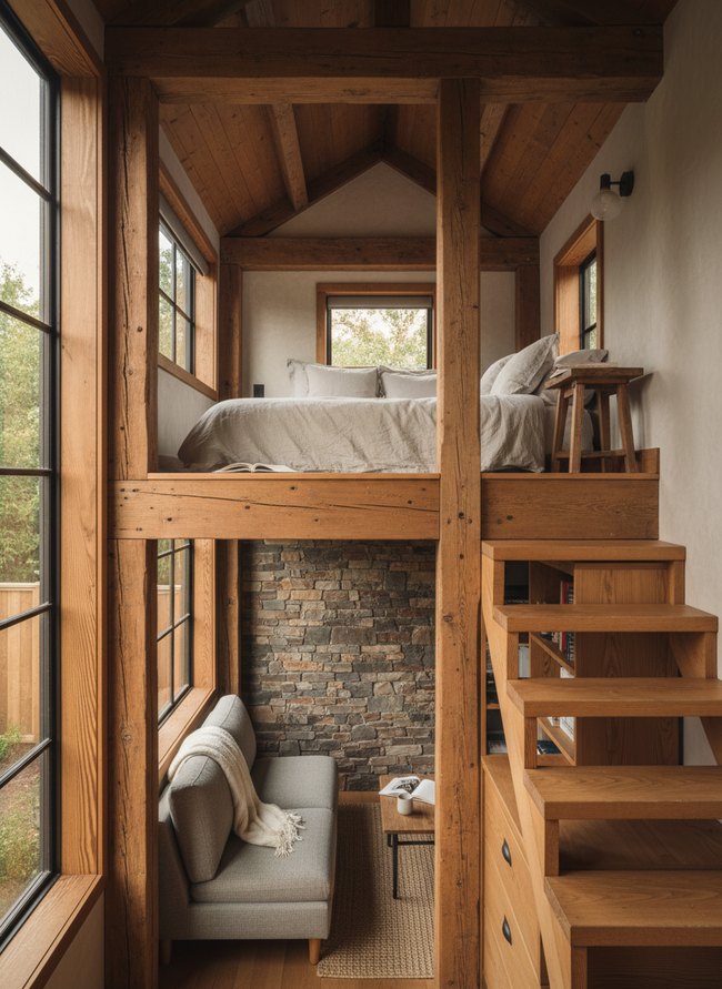 Rustic Timber Loft Bedroom