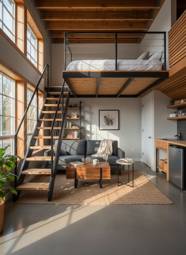 Contemporary Railing Loft Bed