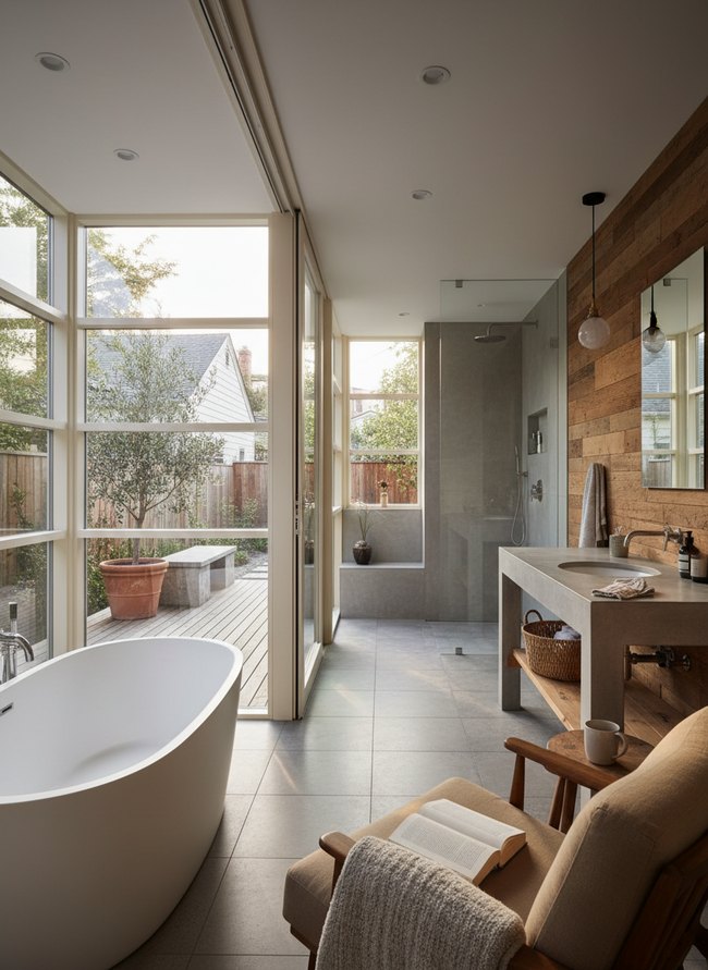 Transitional Indoor-Outdoor Bath